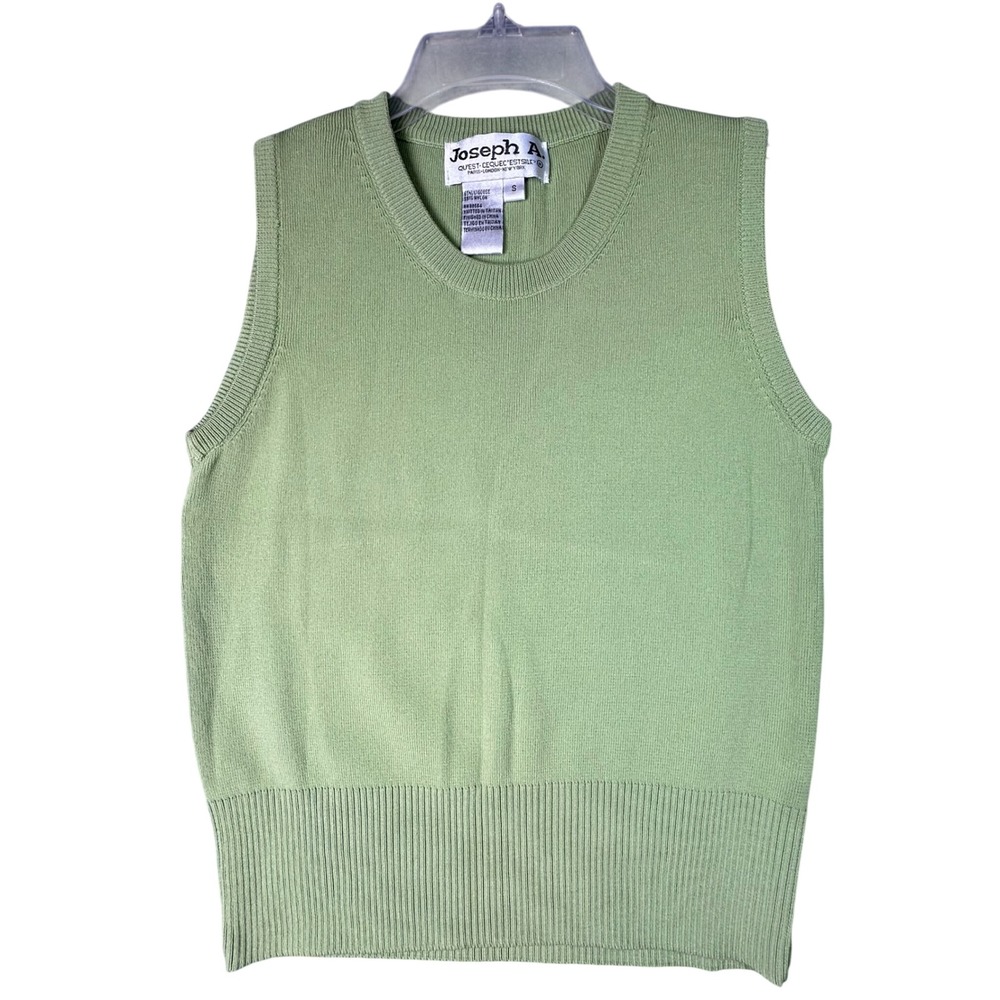 Joseph A. Knit Sweater Vest Sleeveless Crew Neck Preppy Sage Green Academia S